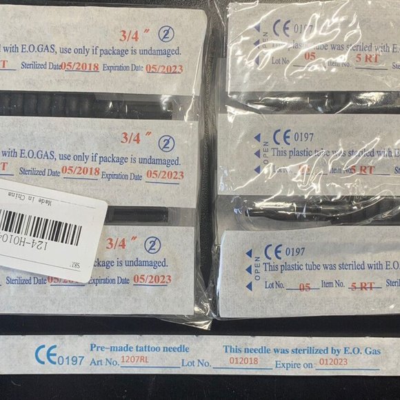 20 Pieces 5RT New Sterile Disposable Tattoo Machine Nozzle Tips/ Tube + 1 Needle - Picture 2 of 3